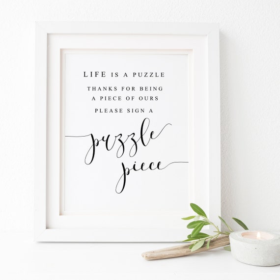 Puzzle Piece Guestbook Wedding Sign, Guestbook Poster