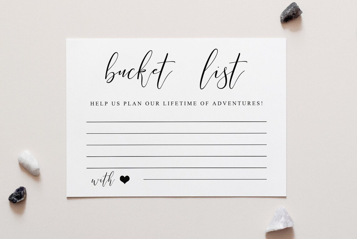 Wedding Bucket List Cards Sign, Wedding Wall Art Print
