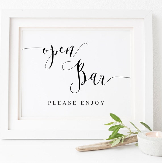 Wedding Open Bar Sign, Wedding Drinks Poster Print