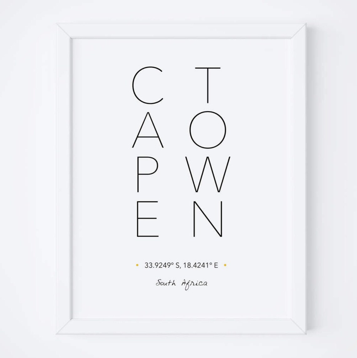 Cape Town City Coordinates Travel Poster