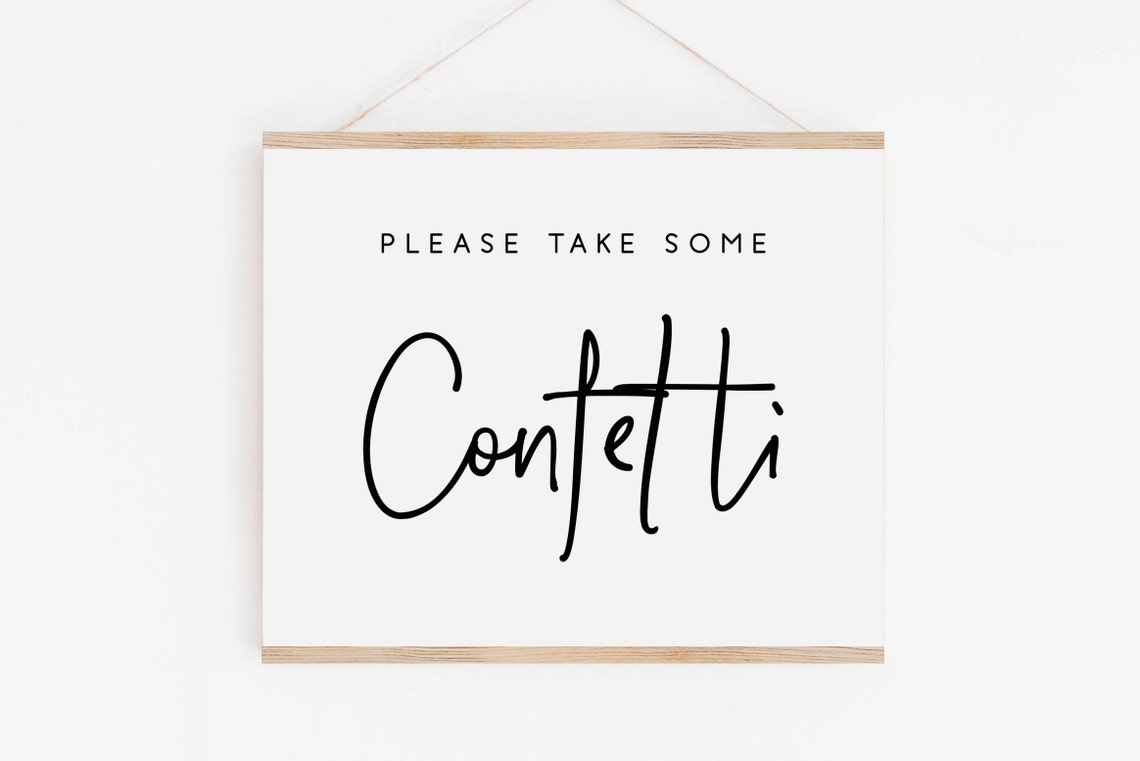 Please Take Some Confetti Wedding Exit Sign Minimalist Print