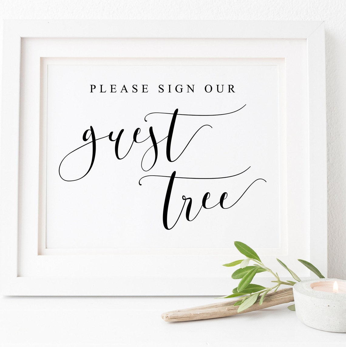 Please Sign Our Guest Tree Script Wedding Fingerprint Sign Poster