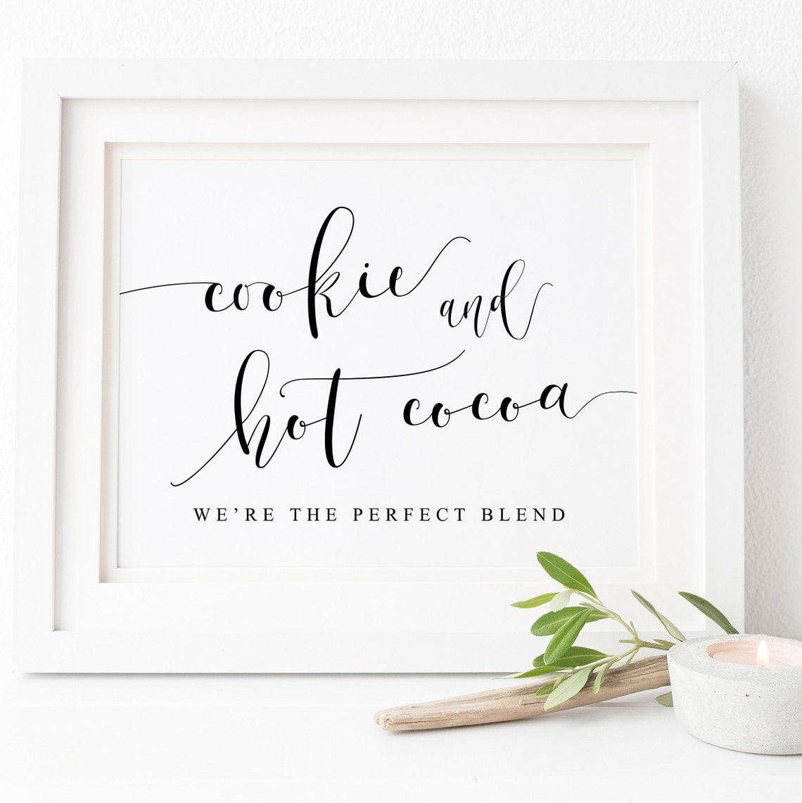 Cookie and Hot Cocoa Wedding Dessert Sign Elegant Script Poster