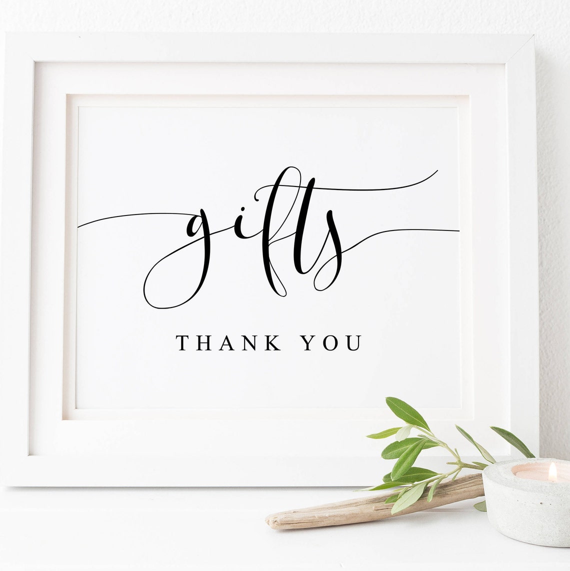 Gifts Thank You Wedding Card Table Sign Calligraphy Art Poster