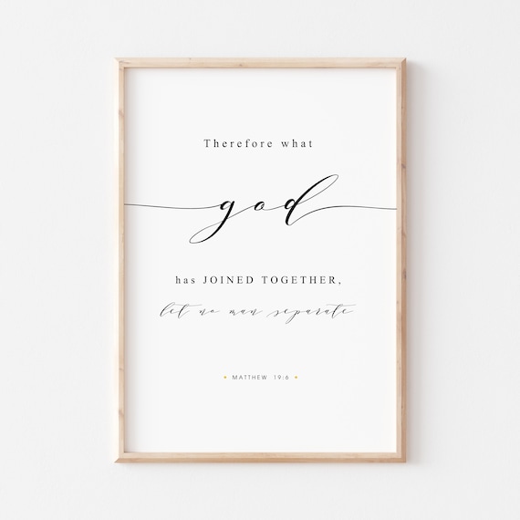 What God Has Joined Together Matthew 196 Wedding Bible Verse Poster