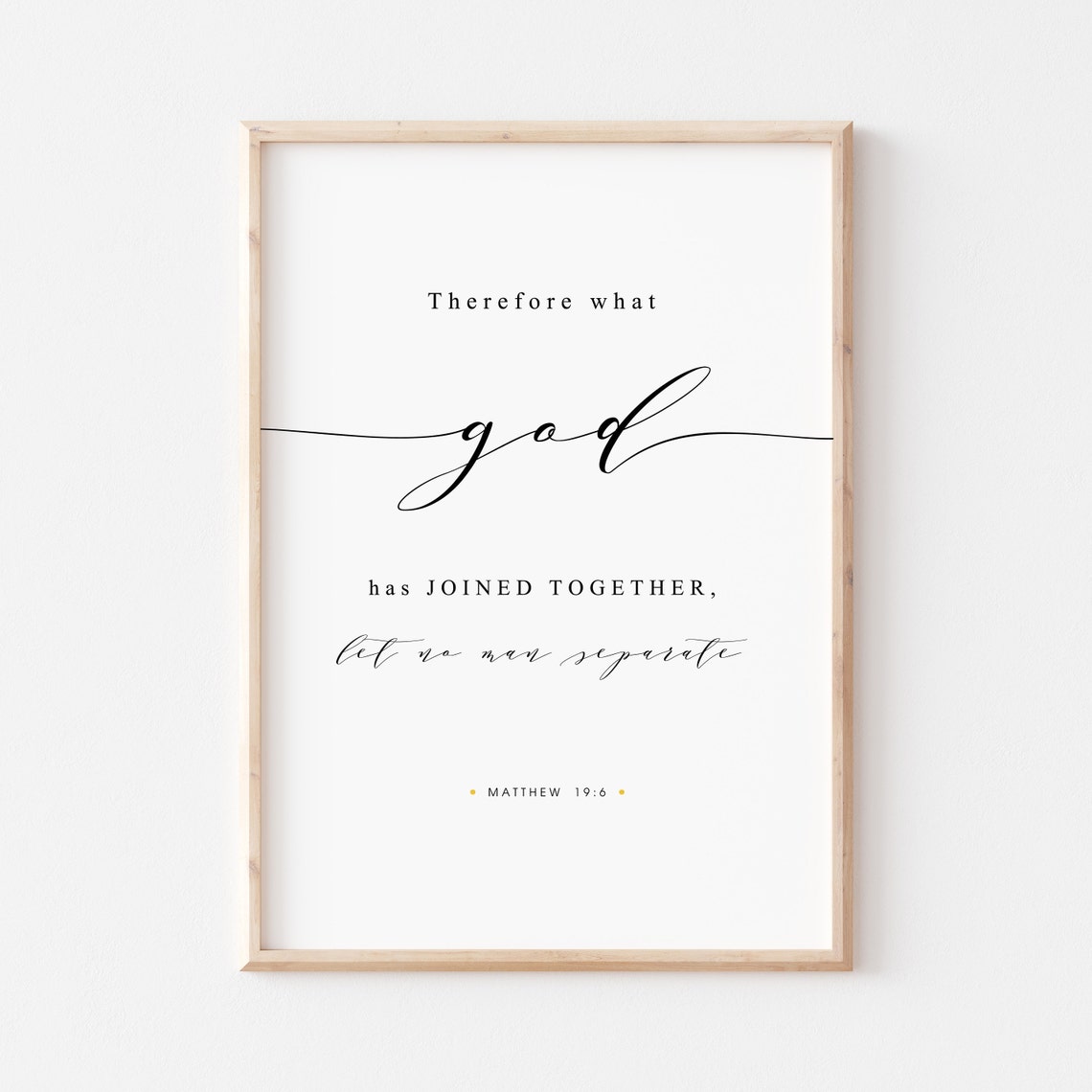 What God Has Joined Together Matthew 196 Wedding Bible Verse Poster
