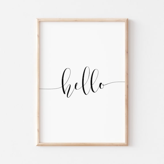 Hello Script Calligraphy Modern Entryway Decor Minimalist Poster