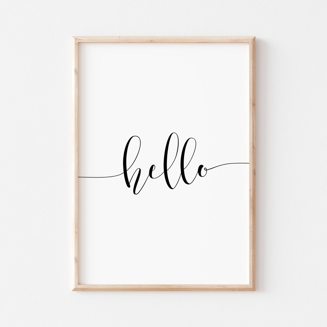 Hello Script Calligraphy Modern Entryway Decor Minimalist Poster