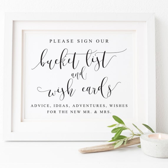 Wedding Bucket List Guest Book Sign, Love Keepsake
