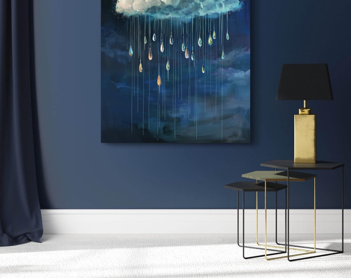 Rain Cloud Art Print, Moody Surrealist Florals - Image 5