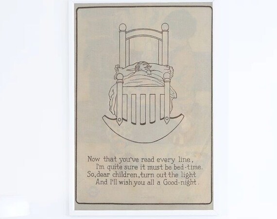 Vintage Bedtime Poem Nursery Sleeping Child Good Night Rhyme Poster