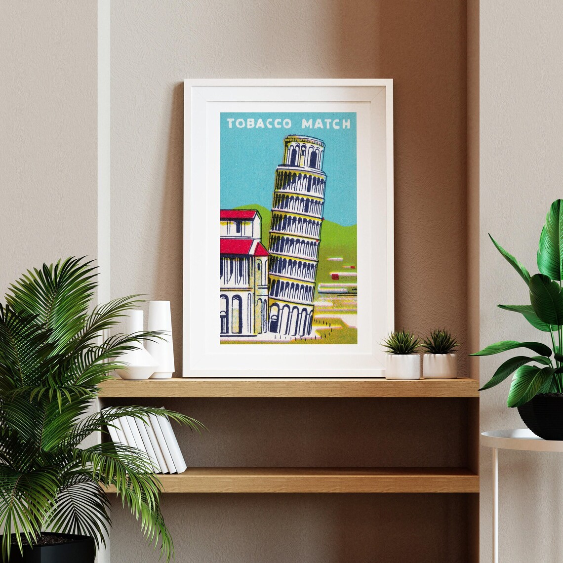 Leaning Tower Of Pisa Italian Retro Tobacco Match Label Art Poster - Image 2