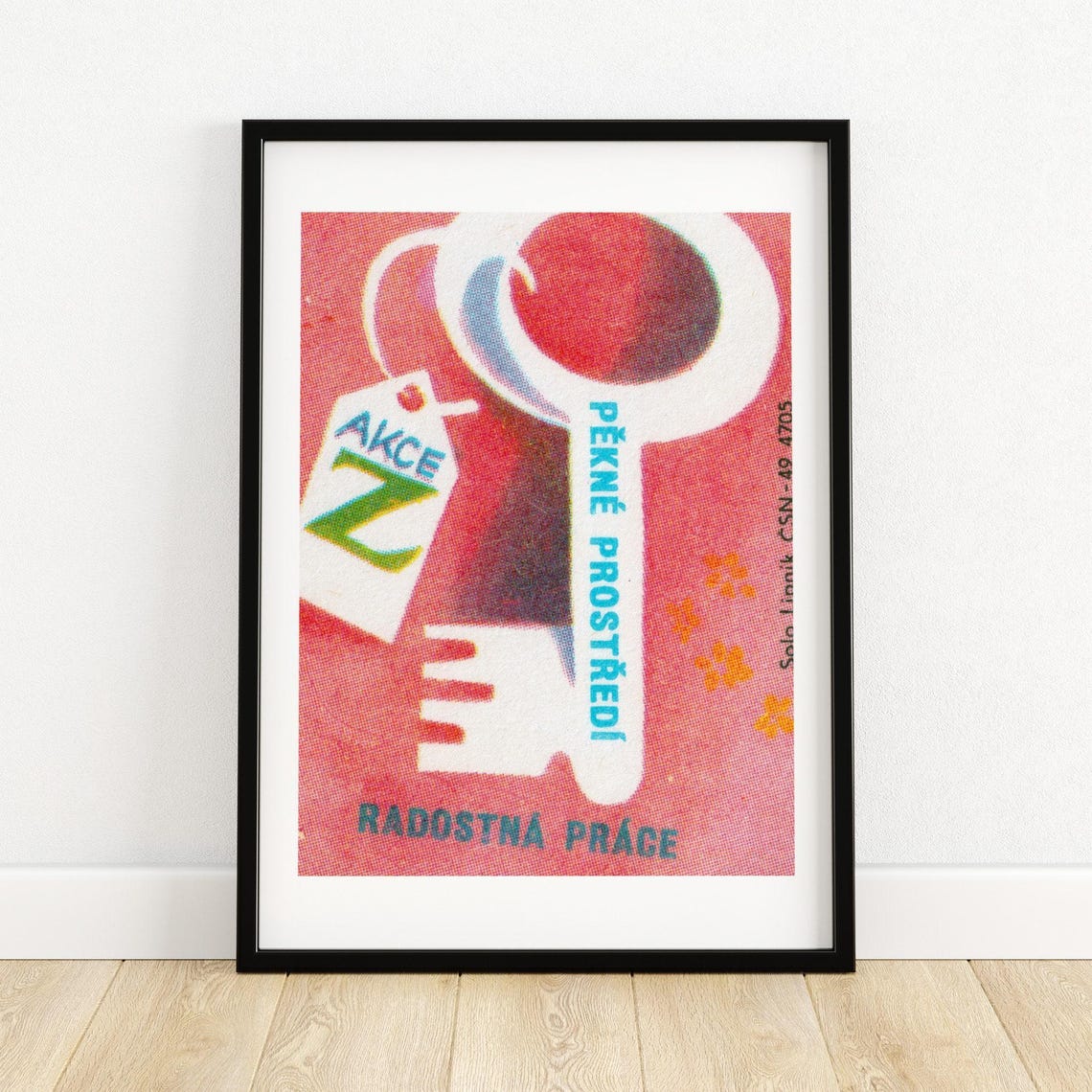 Czech Clean Environment Giant Key Vintage Matchbox Label Poster
