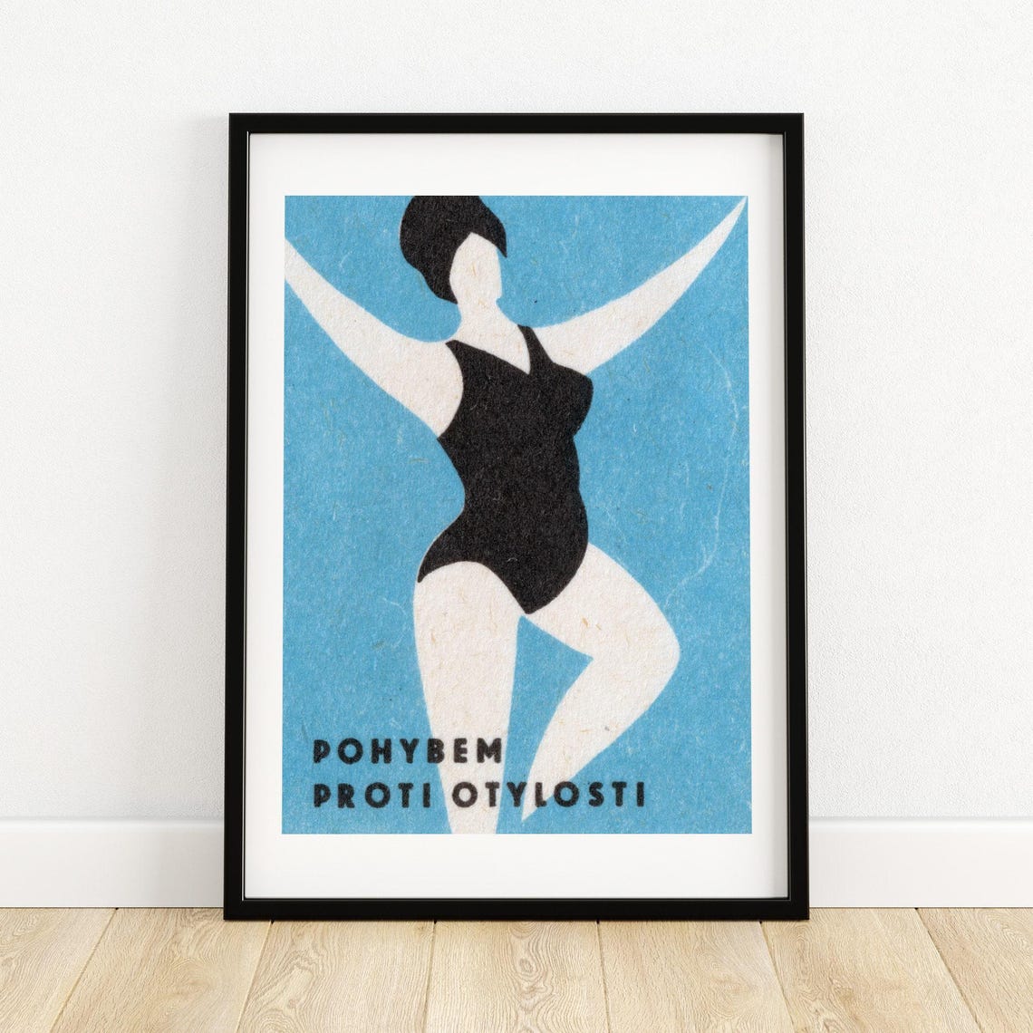Exercise Against Obesity Dancer Vintage Matchbox Label Poster