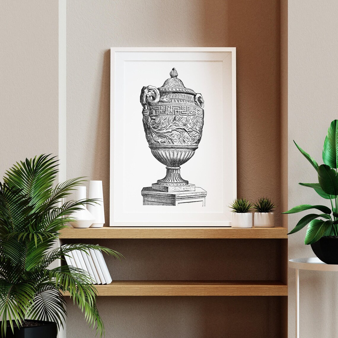 Ancient Roman Marble Urn Engraving Architectural Illustration Poster - Image 2