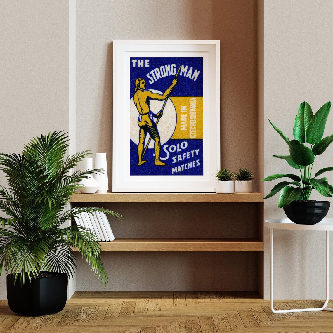 Strong Man Matchbox Vintage Czech Art Print - Image 2