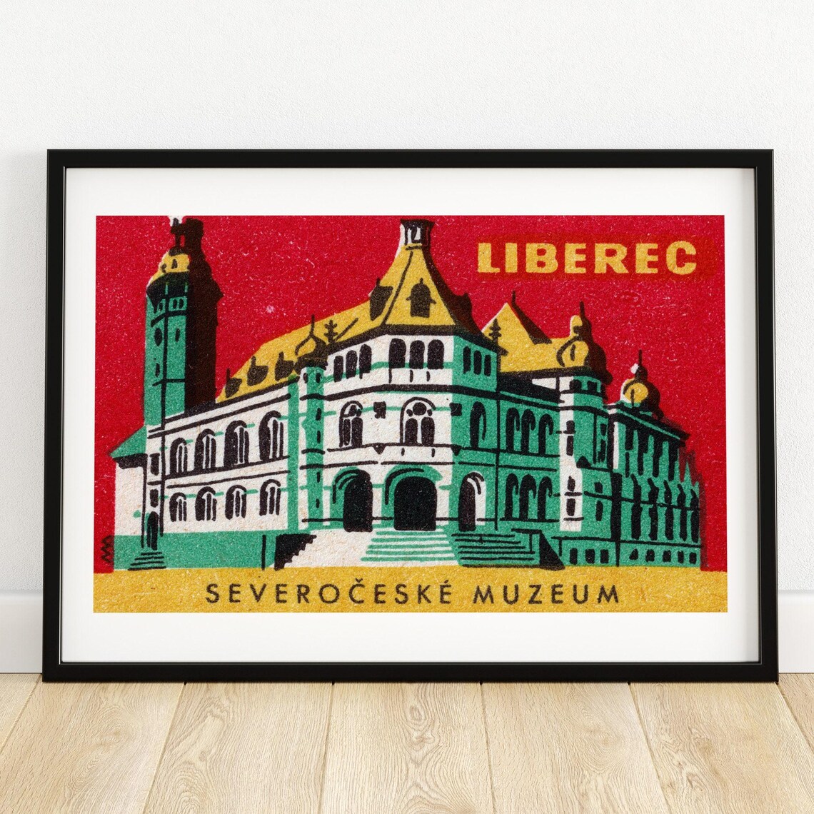 Liberec North Bohemian Museum Vintage Czech Building Art Poster