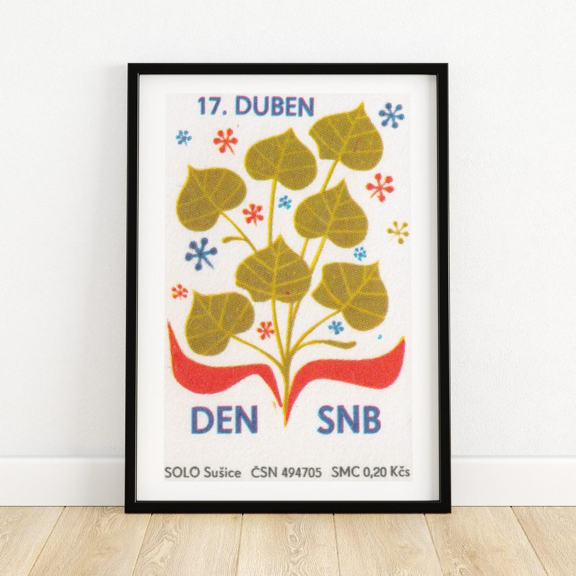Golden Brown Linden Leaves 17 Duben Den SNB Czech Vintage Poster