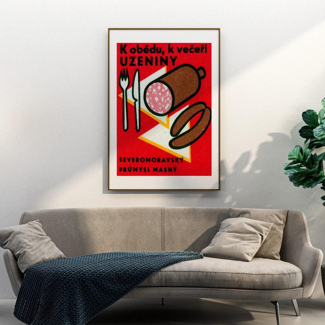K Obedu K Veceri Uzeniny Czech Cured Meats Sausage Label Poster - Image 3