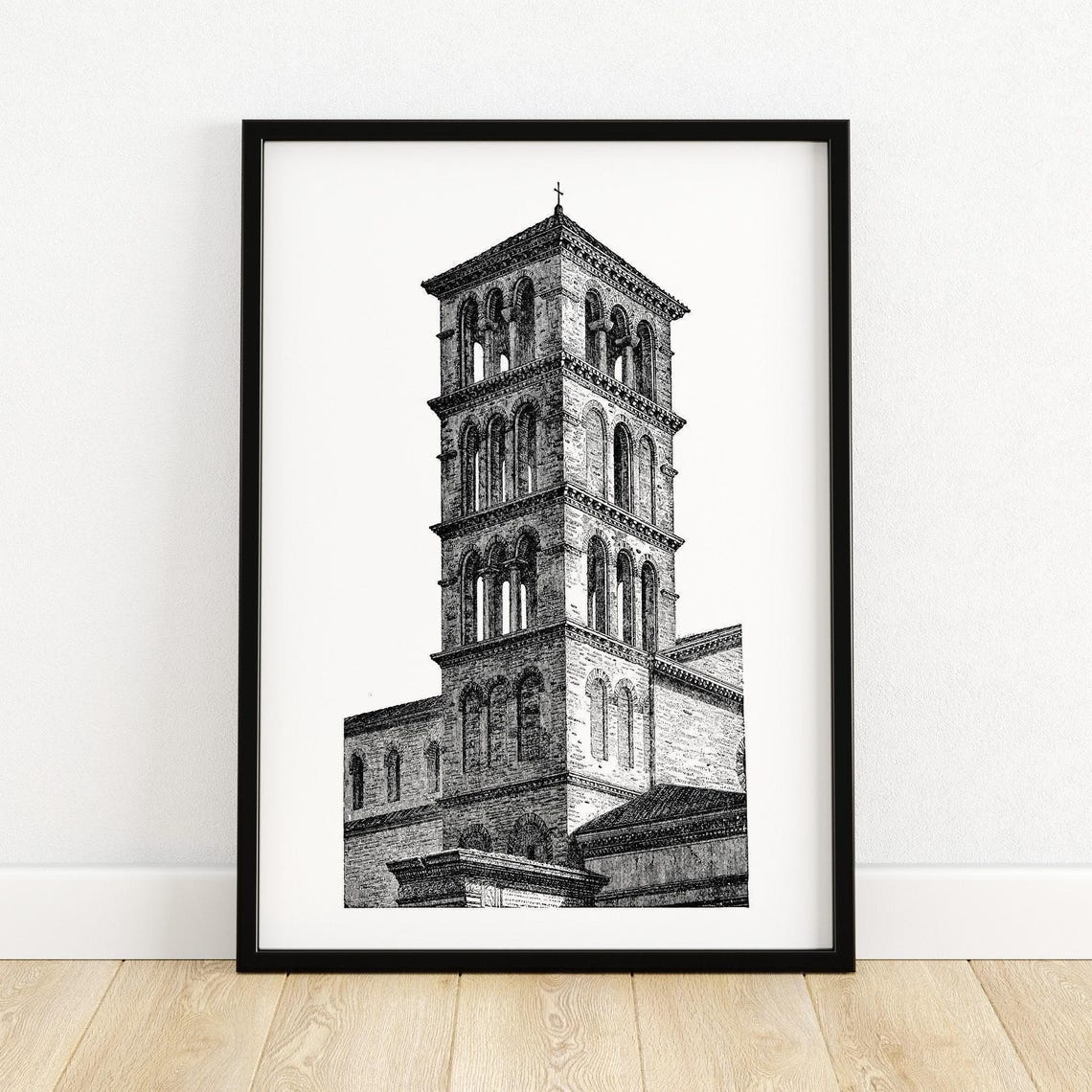 San Giorgio Al Velabro Rome Medieval Bell Tower Engraving Poster