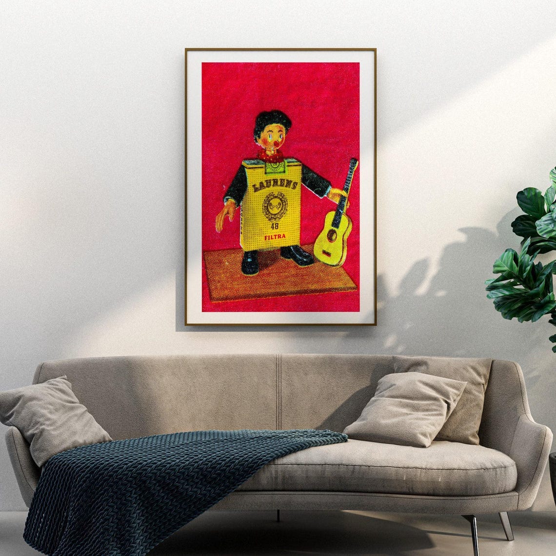 Laurens Matchbox Boy Guitarist Vintage Advertising Art Poster - Image 3
