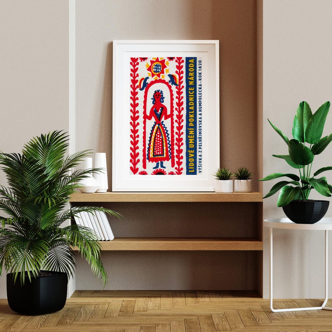 Czech Folk Embroidery Figure Vintage Matchbox Label Art Poster - Image 2