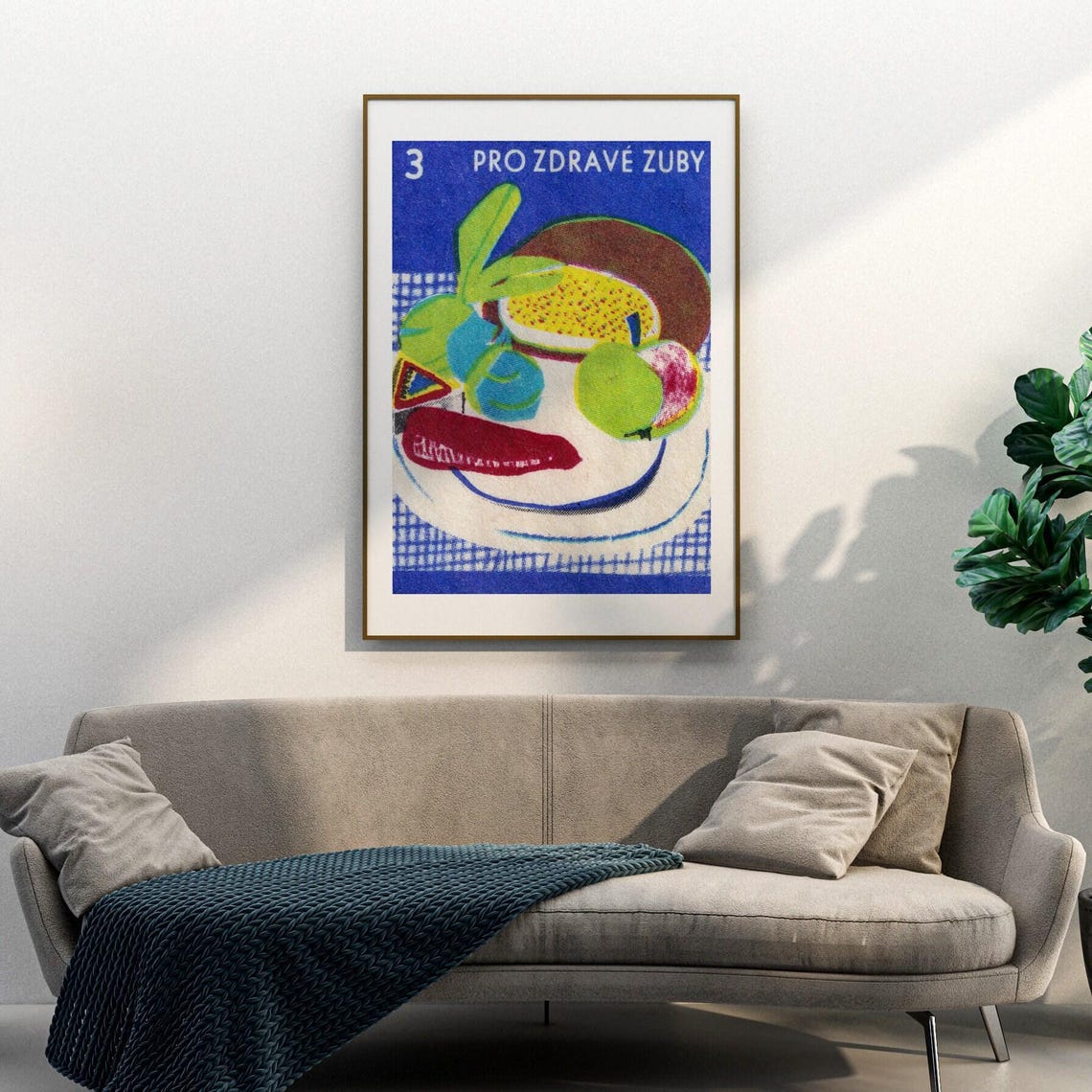Healthy Teeth Fruit Vegetables Czech Vintage Matchbox Label Poster - Image 3