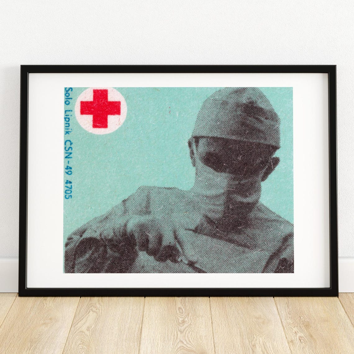 Surgeon At Work Red Cross Vintage Medical Czech Label Art Print