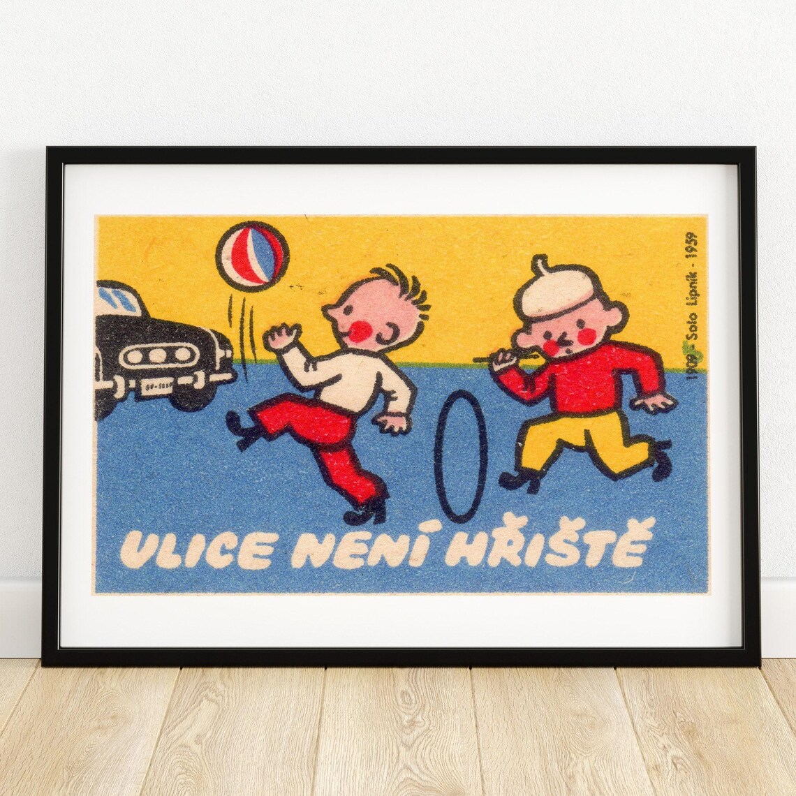 Ulice Neni Hriste 1959 Czech Street Safety Vintage Label Poster