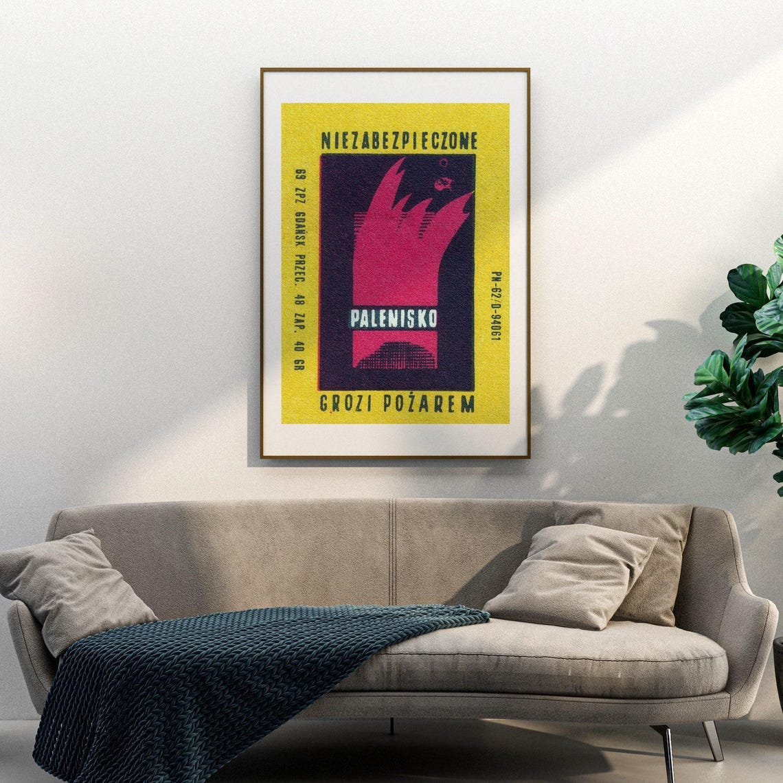Niezabezpieczone Palenisko Polish Fire Safety Match Label Poster - Image 3