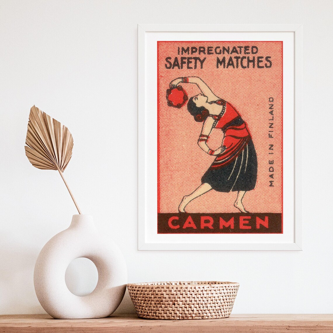 Carmen Flamenco Dancer Finland Safety Matches Vintage Matchbox Art Poster - Image 4