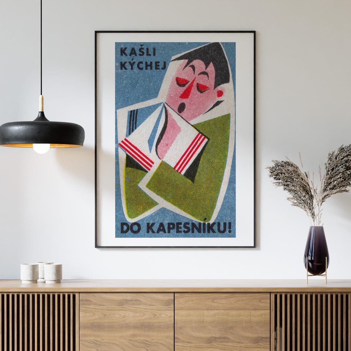 Cough Sneeze Into Your Handkerchief Retro Czech Matchbox Poster - Image 4