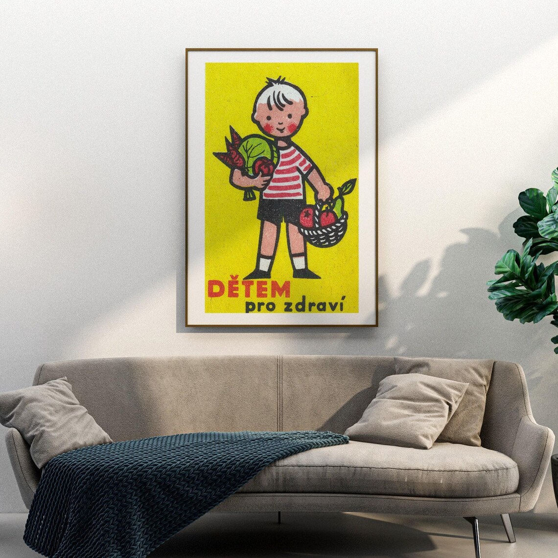 For Children for Health Veggie Boy Vintage Czech Matchbox Poster - Image 3