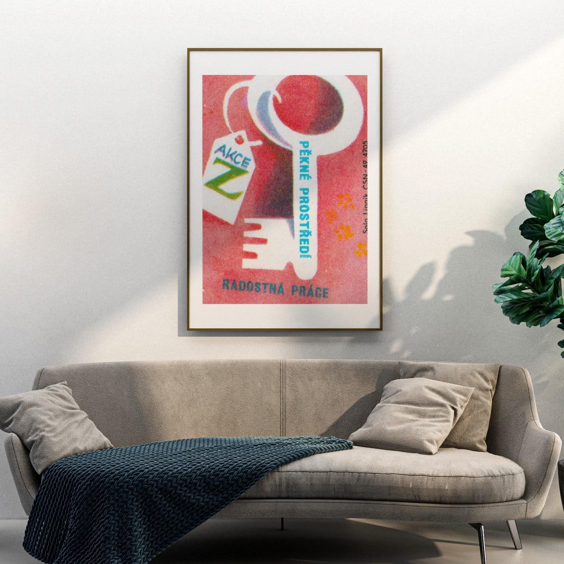 Czech Clean Environment Giant Key Vintage Matchbox Label Poster - Image 3