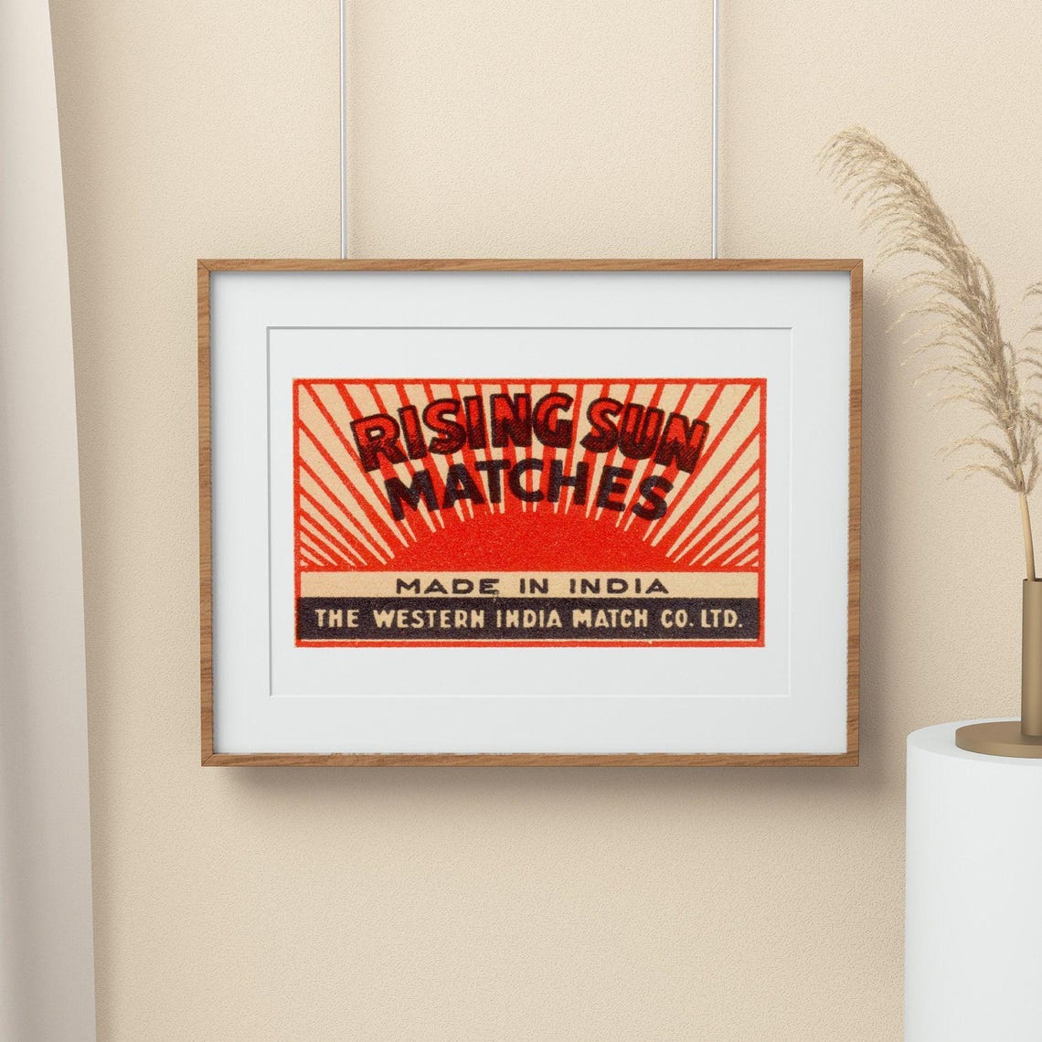 Rising Sun Matches Western India Vintage Matchbox Label Art Poster - Image 2