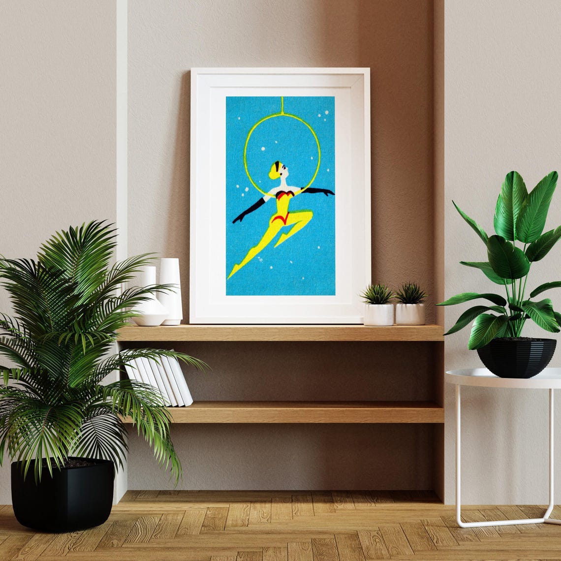 Circus Aerial Hoop Dancer Retro Turquoise Matchbox Art Poster - Image 2