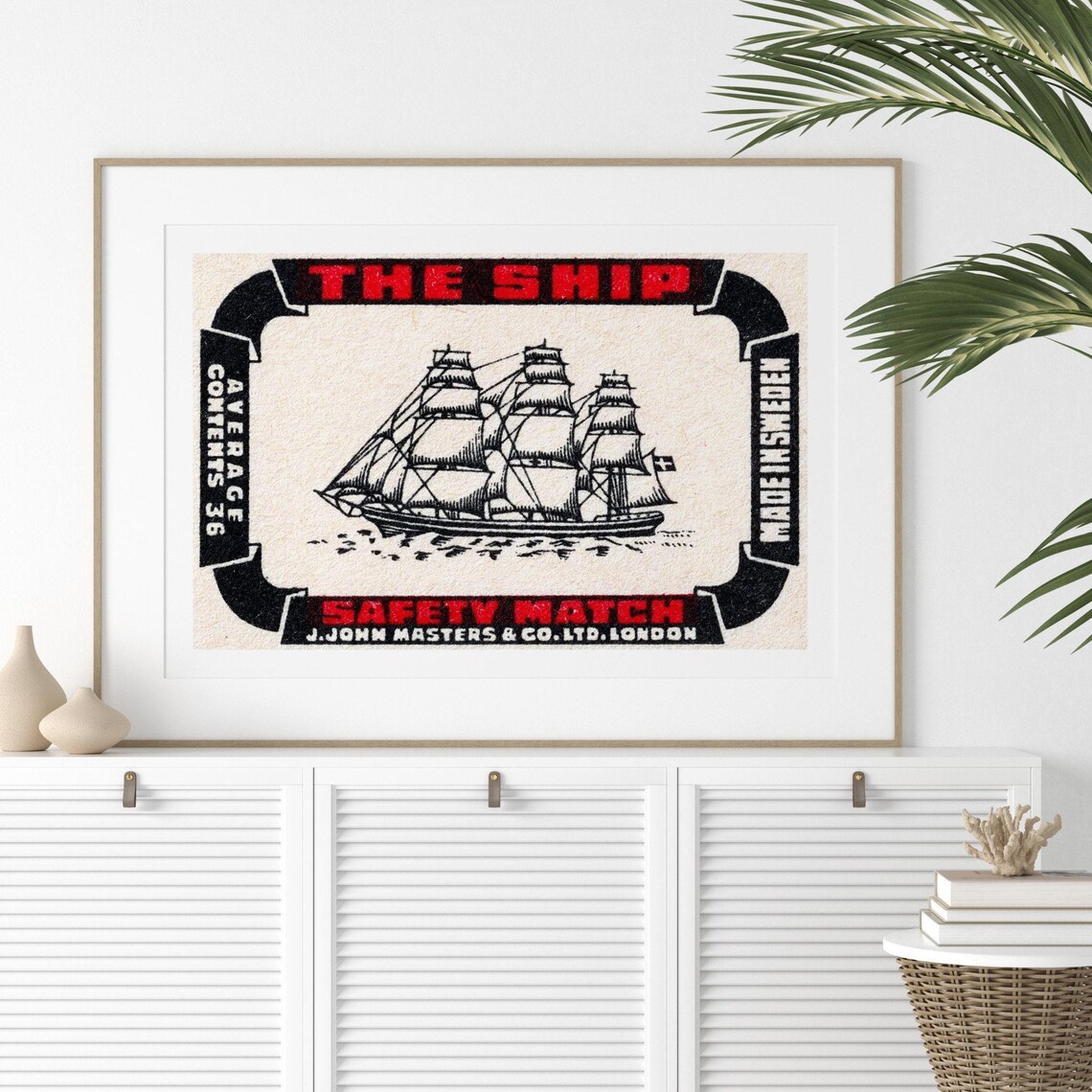 The Ship Safety Match Vintage Tall Ship Sailing Scene Art Poster - Image 2