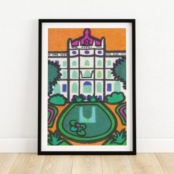 Palace Pond Garden Matchbox Print Aesthetic Wall Art Vintage Art Matchbox Wall Poster Vintage Poster Print
