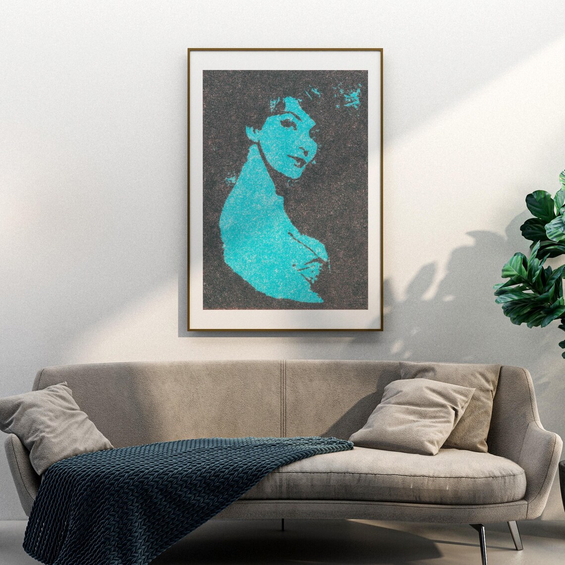 Bold Blue Turquoise Pop Art Woman Portrait Matchbox Label Poster - Image 3