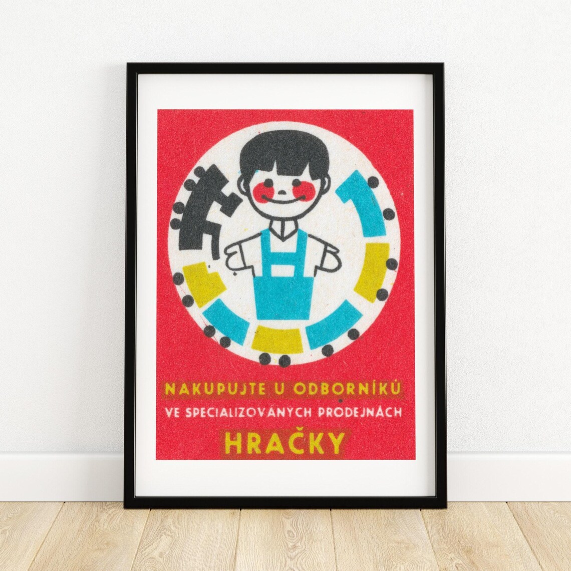 Boy Playing With Train Matchbox Vintage Poster Print