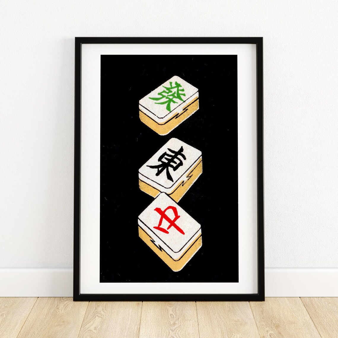 Majong Tiles Aesthetic Vintage Japan Art Poster