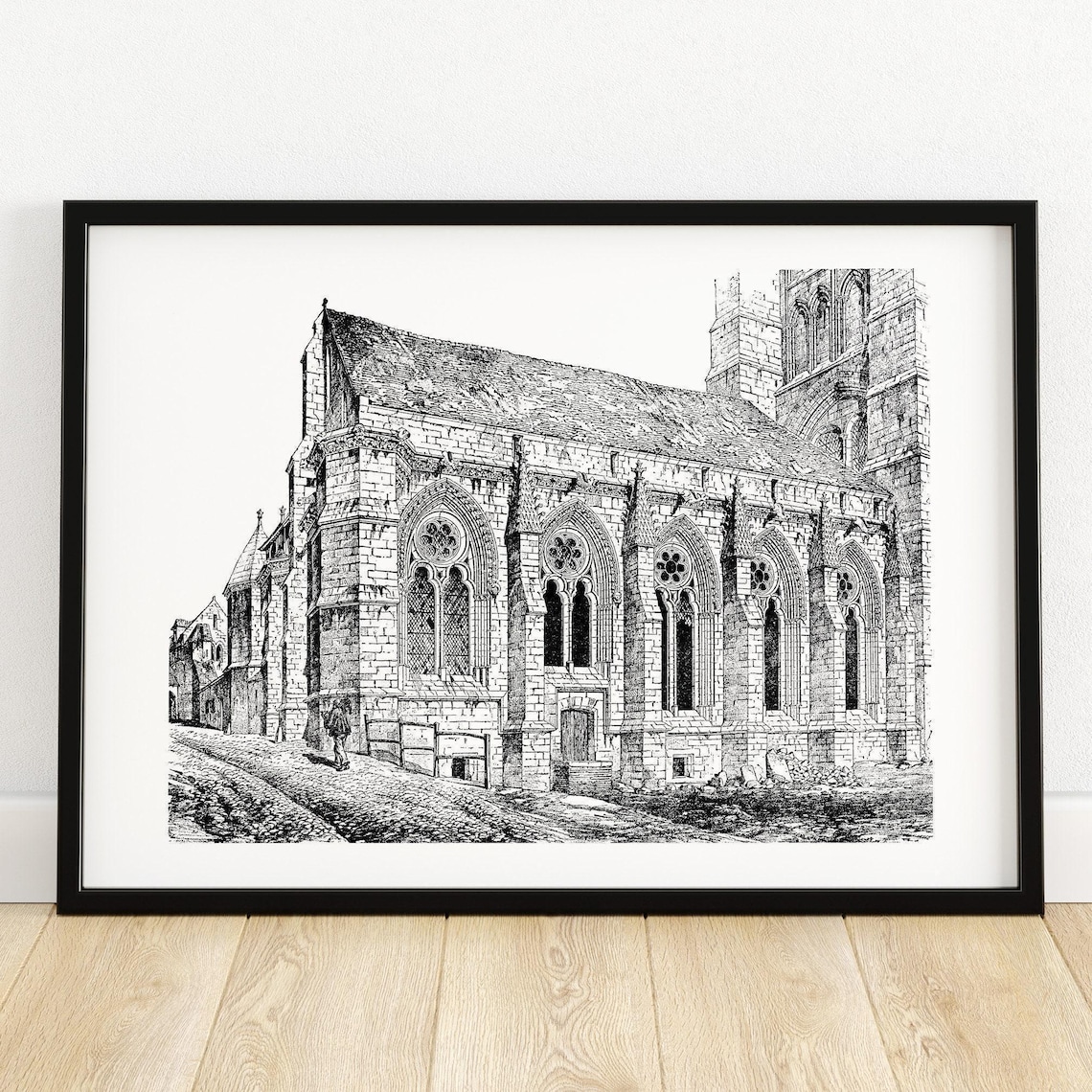 Noyon Cathedral France Gothic Architecture Exterior Vintage Poster