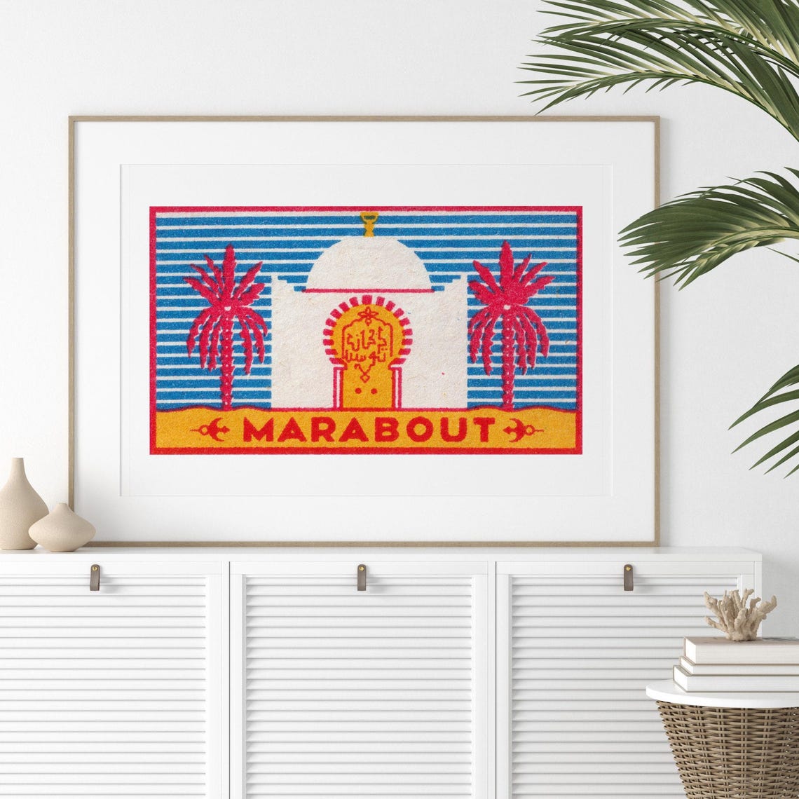 Marabout Temple Moroccan Mosque Vintage Palm Tree Travel Poster - Image 2