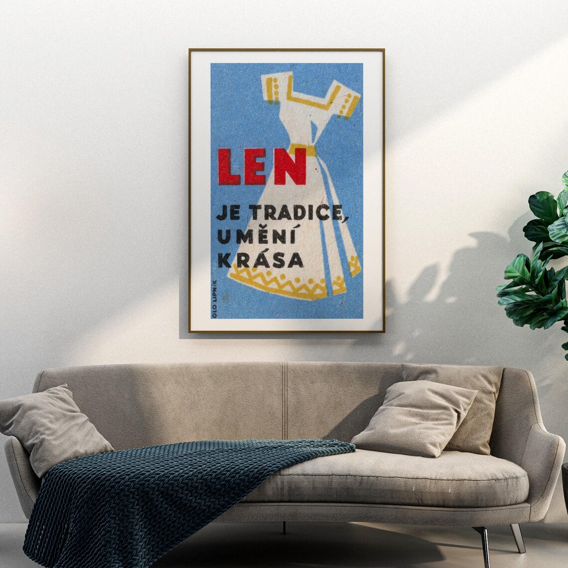 Len Je Tradice Umeni Krasa Vintage Czech Linen Dress Matchbox Art Poster - Image 3
