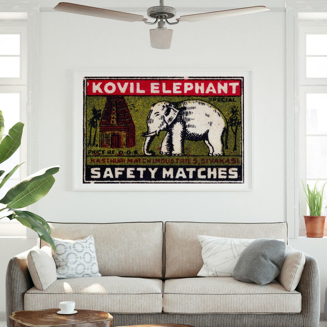 Kovil Elephant Special Indian Temple Elephant Vintage Matchbox Poster - Image 3