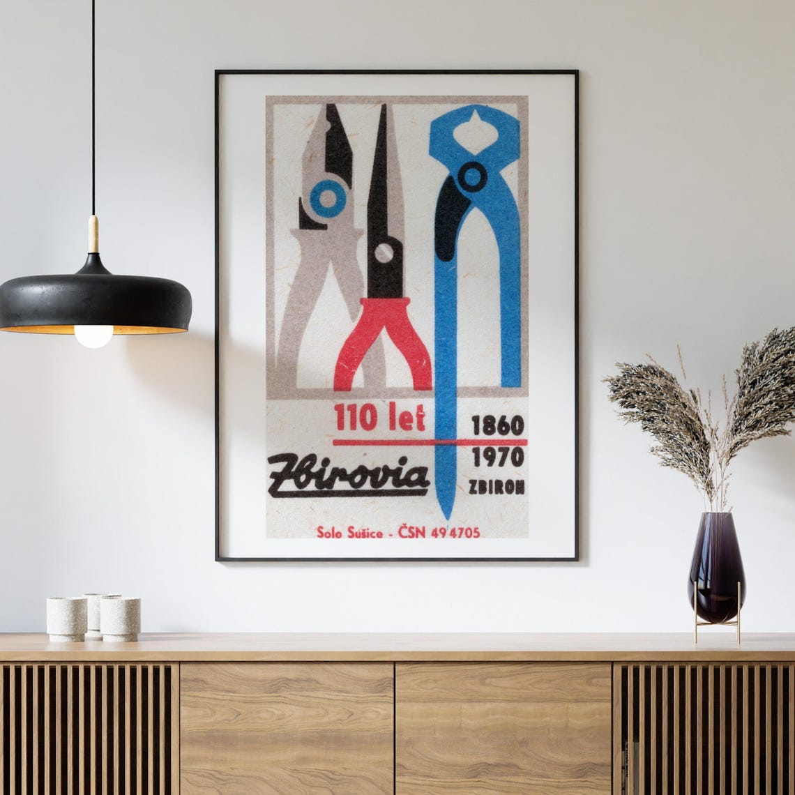 Zbirovia Tools 110 Years 1860 1970 Pliers Vintage Matchbox Poster - Image 4