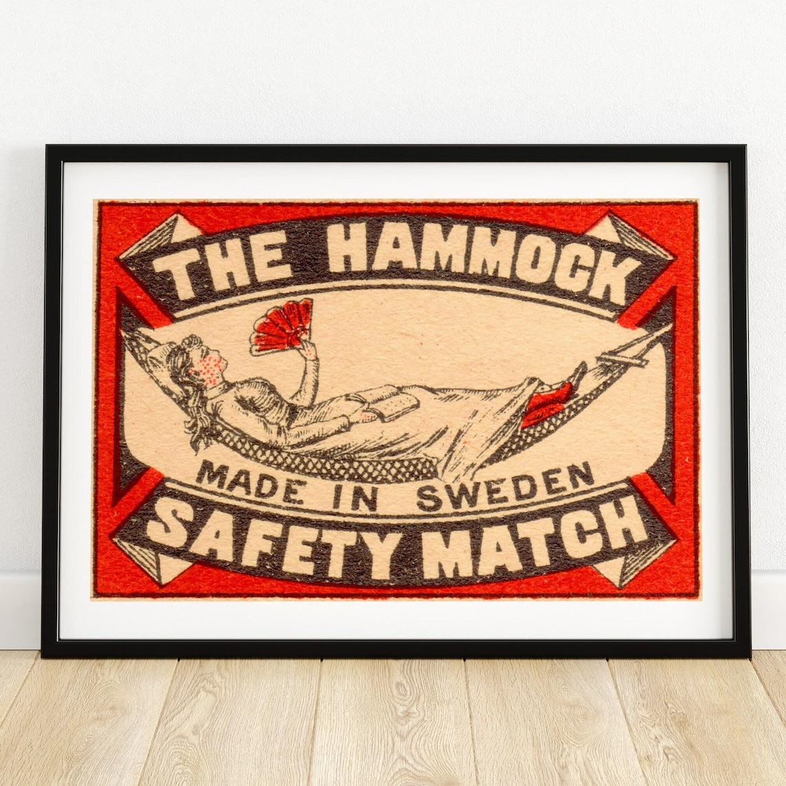 The Hammock Safety Match Vintage Swedish Matchbox Label Art Poster