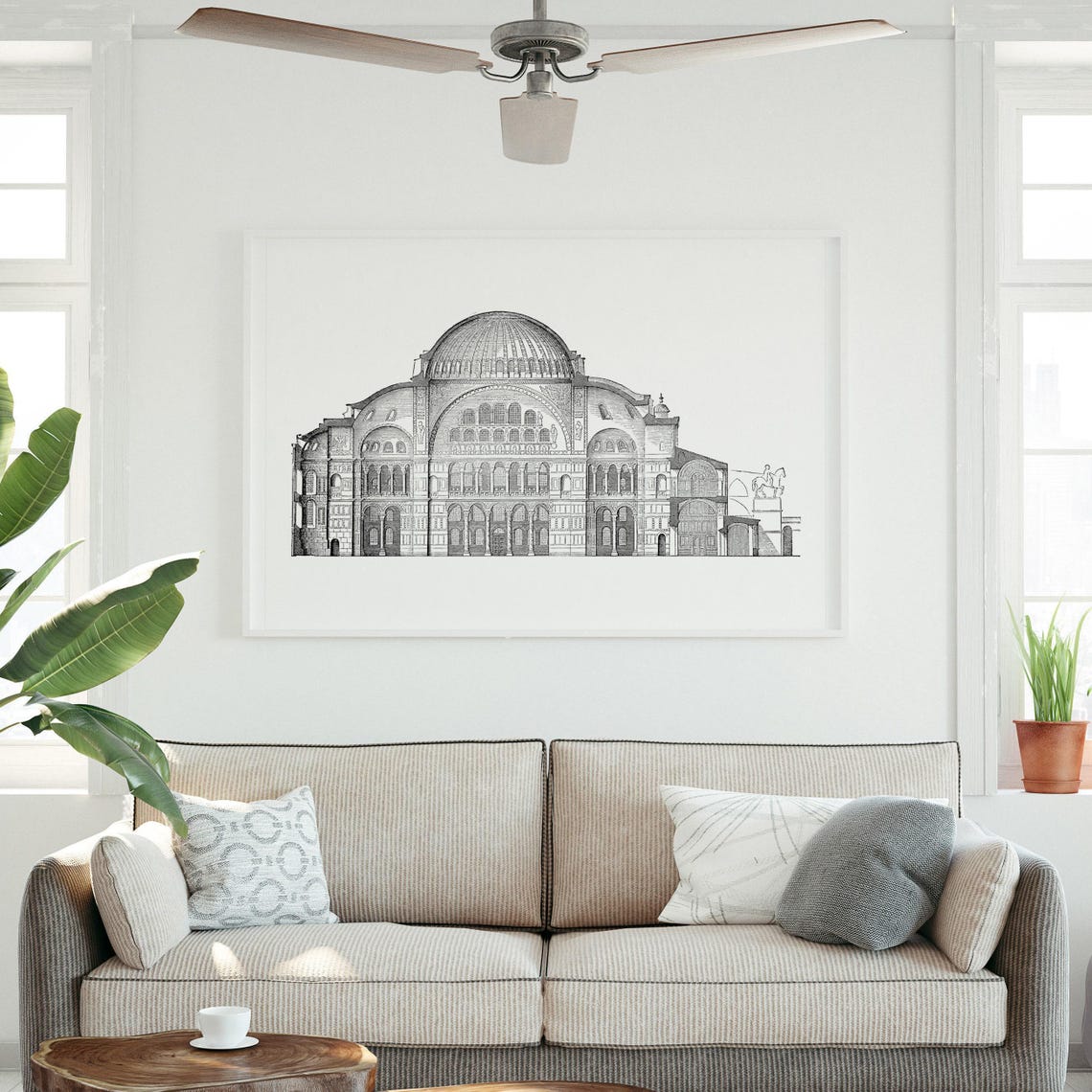 Hagia Sophia Constantinople Dome Cross Section Engraving Poster - Image 3