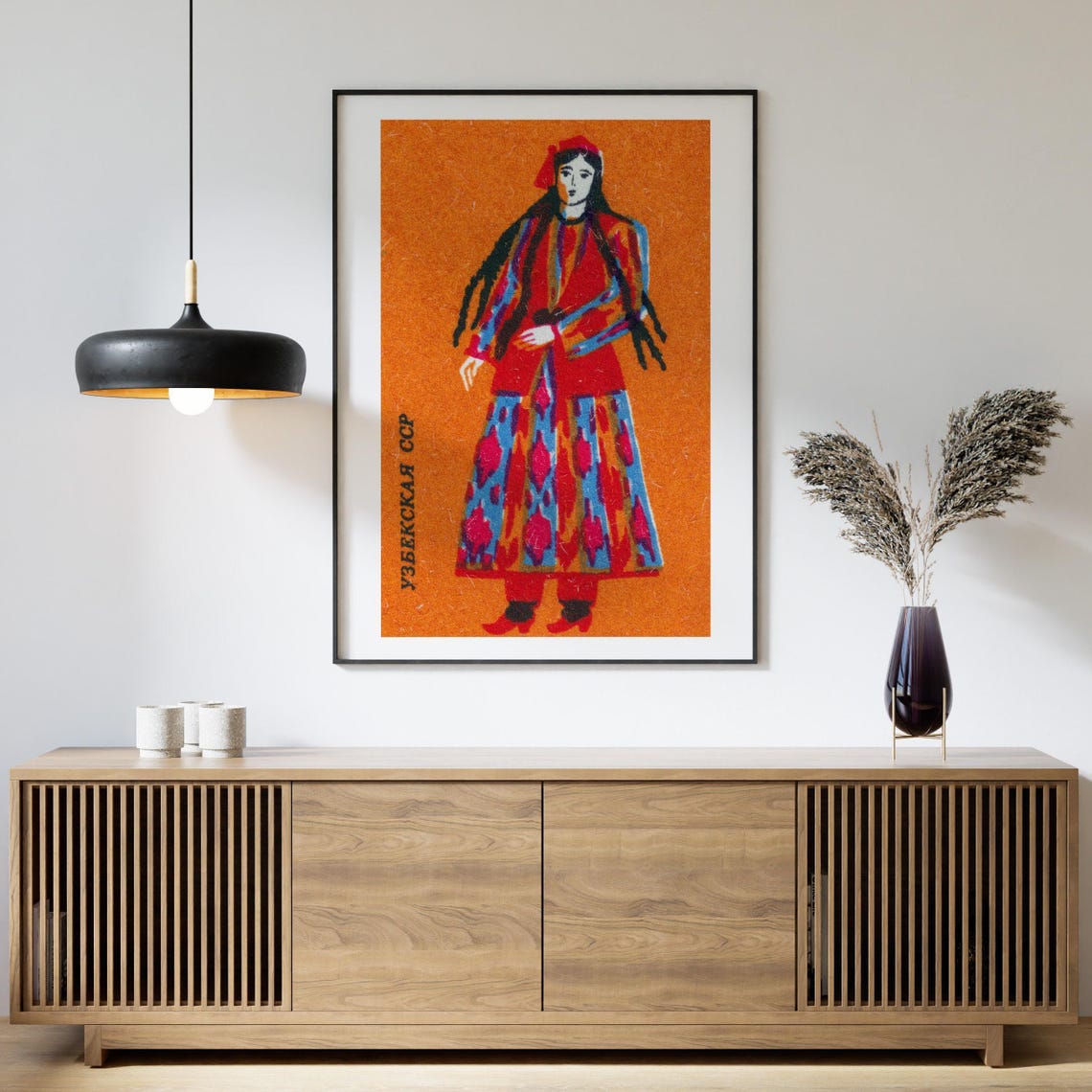 Uzbek Woman Folk Dress Soviet Matchbox Uzbek SSR Ethnic Art Poster - Image 4