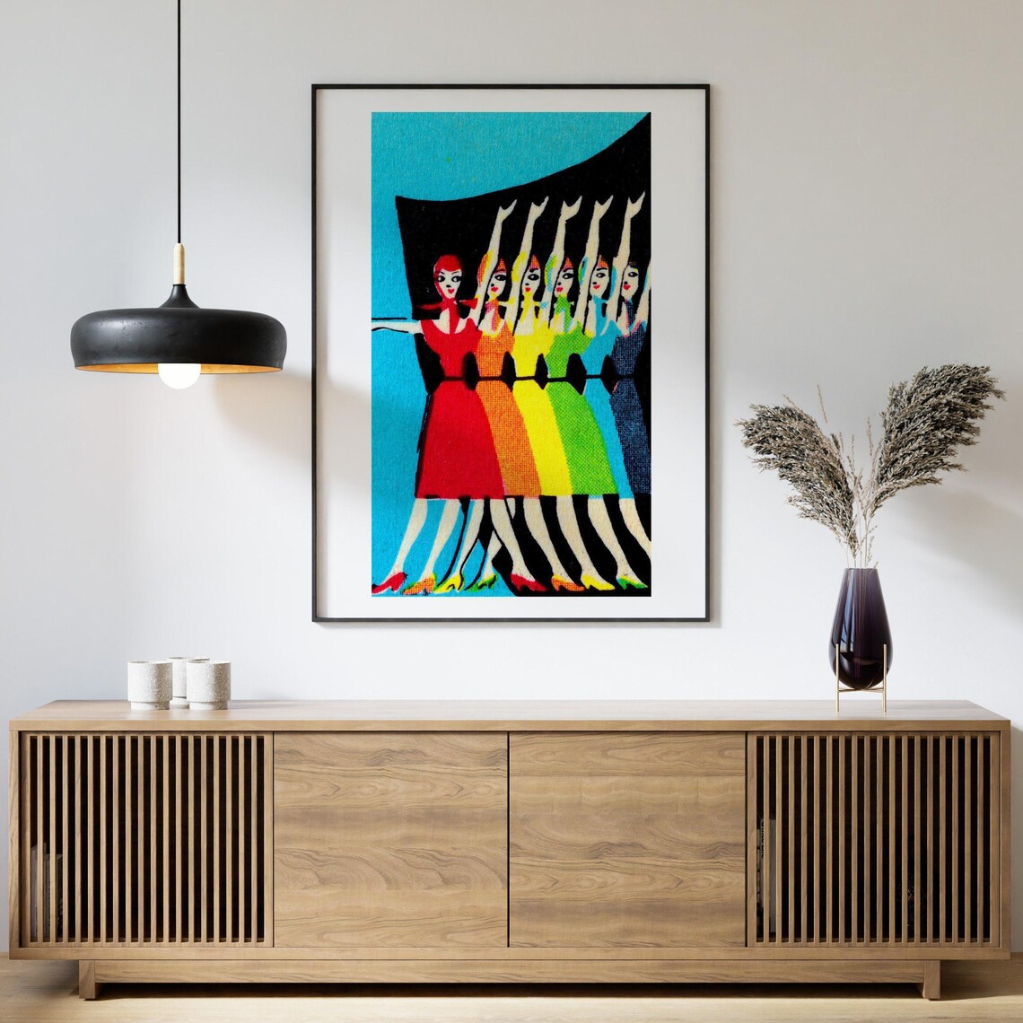 Rainbow Chorus Line Dancers Vintage Pop Art Row of Women Art Poster - Image 4